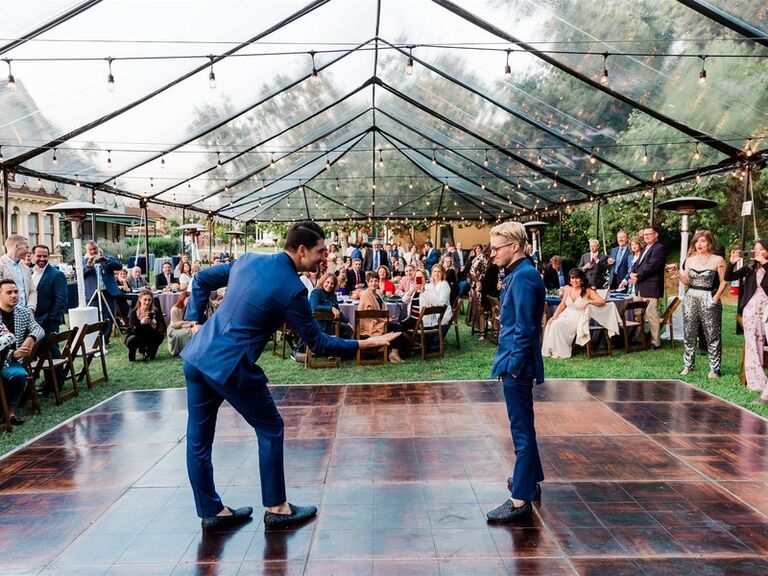 Dark Wood Outdoor WeddingDance Floor Tiles on Grass