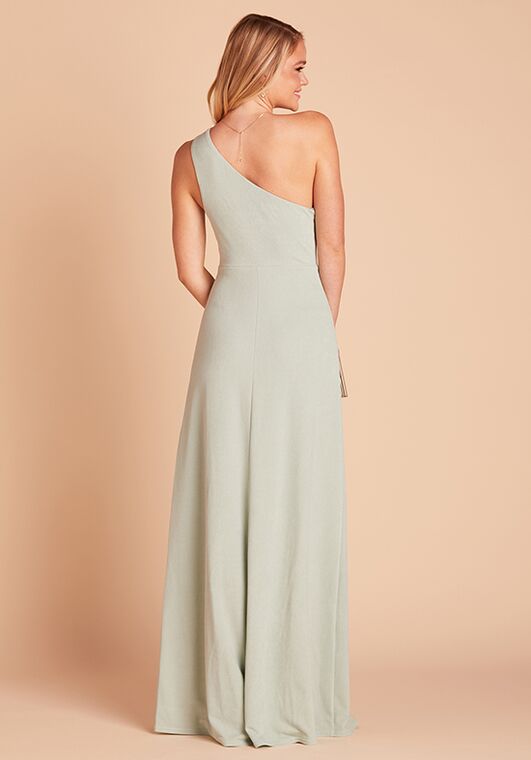 Birdy Grey Kira Crepe in Sage One Shoulder Bridesmaid Dress - 3