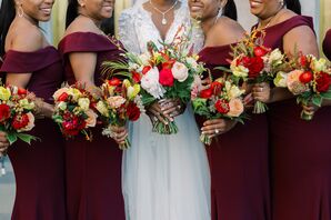 Bridesmaid Bouquets for Wedding at the Gaillard Center in Charleston, South Carolina