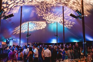 Patterned Ceiling Lights at Tented Reception in Bloomfield Hills, Michigan