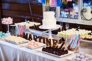 Dessert Table with Macarons and Cupcakes