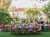 Outdoor backyard wedding reception 