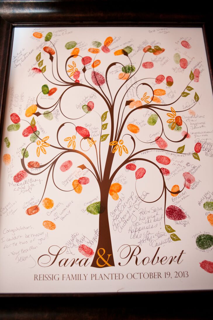 Guests "signed" the tree guest book by leaving their thumbprint in their choice of fall-colored ink.