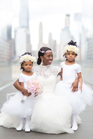 Full Tulle Flower Girl Dresses and Handmade Flower Crowns