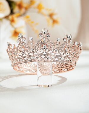 AW Bridal AW BRIDAL Queen Crown for Women - Crystal Tiara Crown Headband for Birthday Wedding Quinceanera Halloween Pageant Hair Accessories, Rose Gold - Pink Tiara