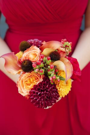 Red and Orange Bridesmaid Bouquets