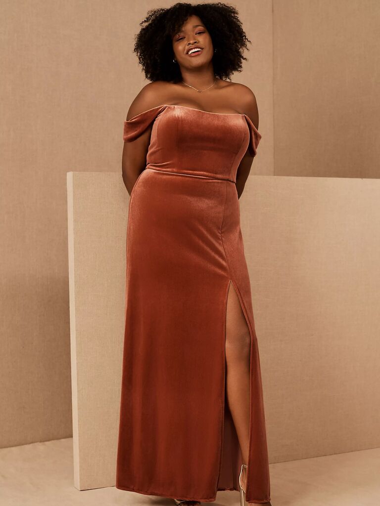 Jenny Yoo romantic velvet bridesmaid dress in plus and standard sizes