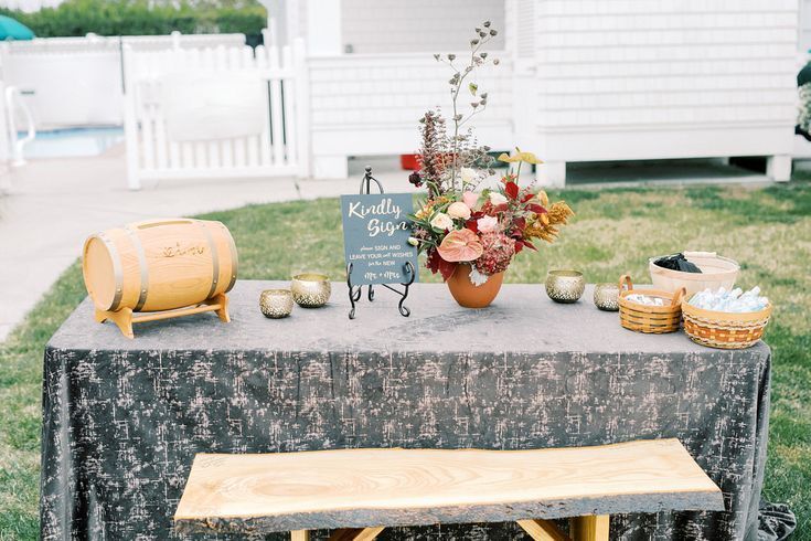 wood bench guest book idea