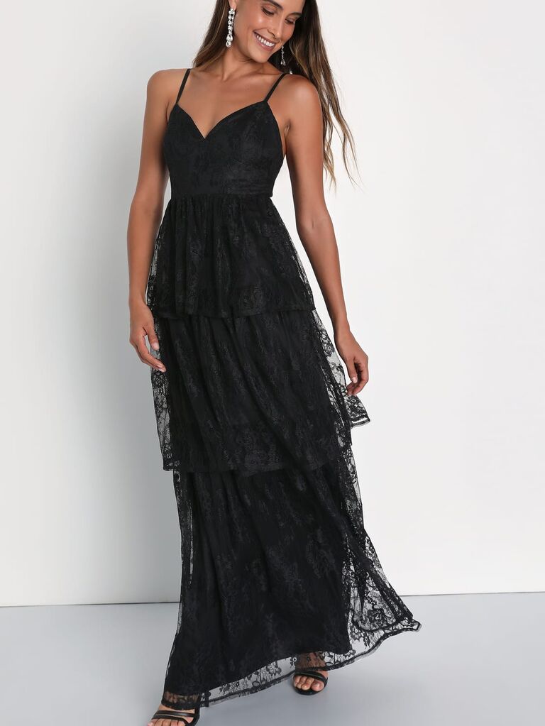 Lulus black lace gothic bridesmaid dress