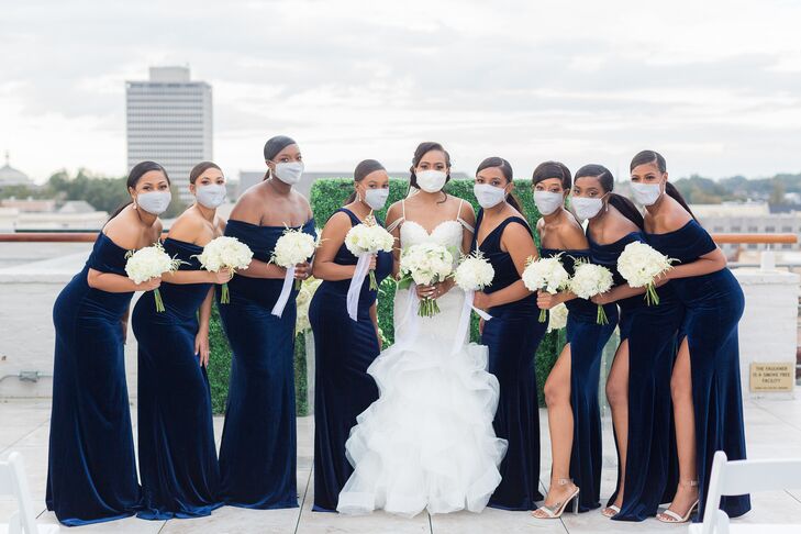 Bridal Party Wearing Masks During Wedding at The Faulkner in Jackson, Mississippi