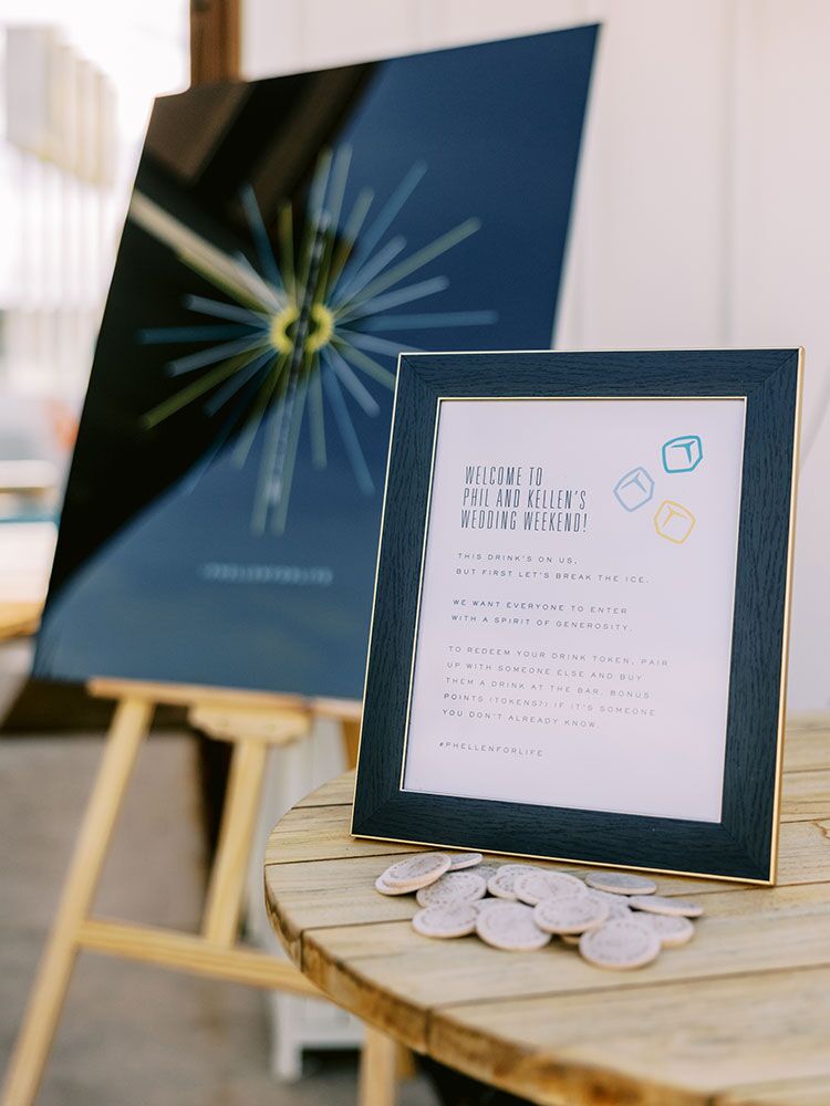 sign in frame at welcome party