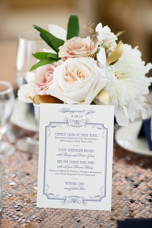 Blue and White Custom Menu Card