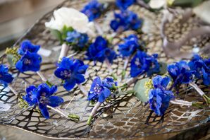 Cobalt Blue Delphinium Groomsmen Boutonnieres