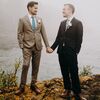 This Couple Tied the Knot on the Foggy Shore of Lake Superior at Cascade Lodge in Lutsen, Minnesota