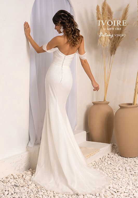 IVOIRE by KITTY CHEN BELLAMY BLUE, V2414 Sheath Wedding Dress - 6