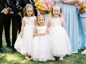 Three Adorable Flower Girls in the Same Light Pink Dresses