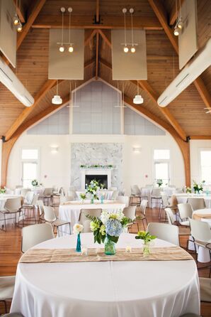 Blue Flower Vase and Burlap Centerpieces