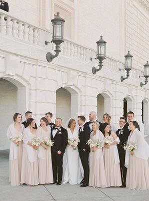 Wedding Party with Shawls at Detroit Institute of Arts Wedding
