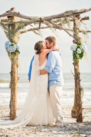 Rustic Driftwood Beachfront Wedding Arbor