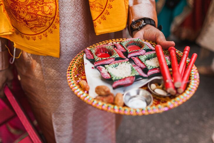 Traditional Hindu elements were included in the wedding ceremony.