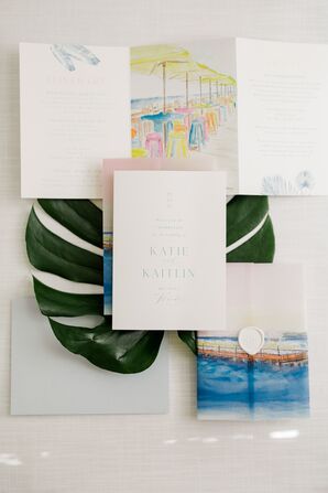 Tropical Watercolor Wedding Invitation Suite