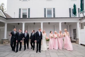 Traditional Pink and Black Wedding Party