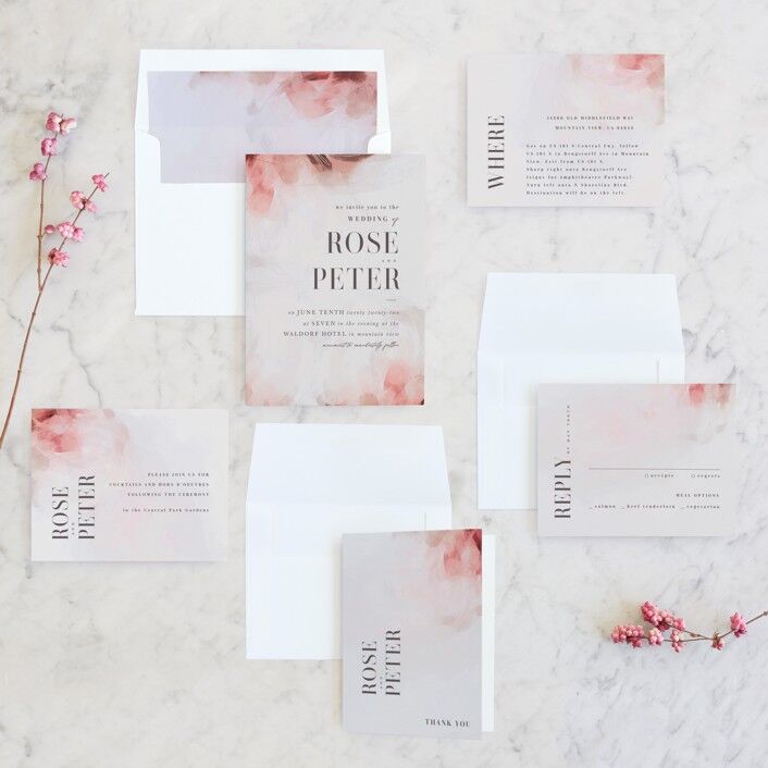 romantic watercolor wedding invitations