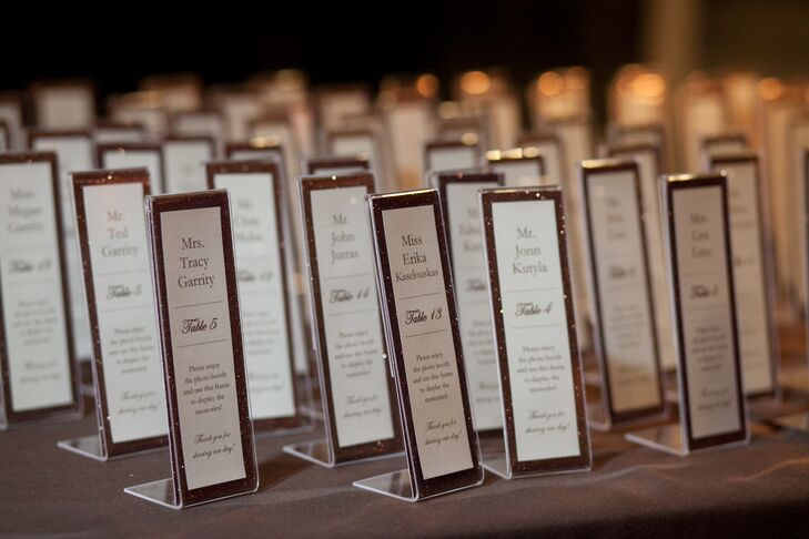 Vertical Escort Cards with Glitter Border