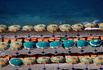 Umbrellas by the ocean