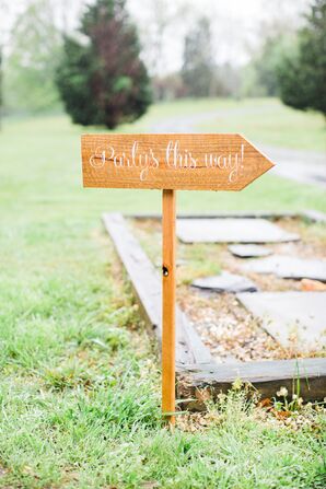 'Party's This Way' Wooden Wedding Sign