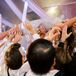 Bride in a Mini Dress Crowd Surfs at Her Tented Wedding Reception