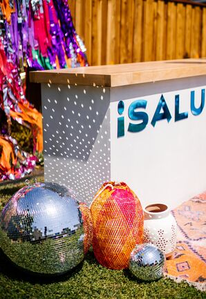Disco Ball Decor Beside Custom Bar Furniture