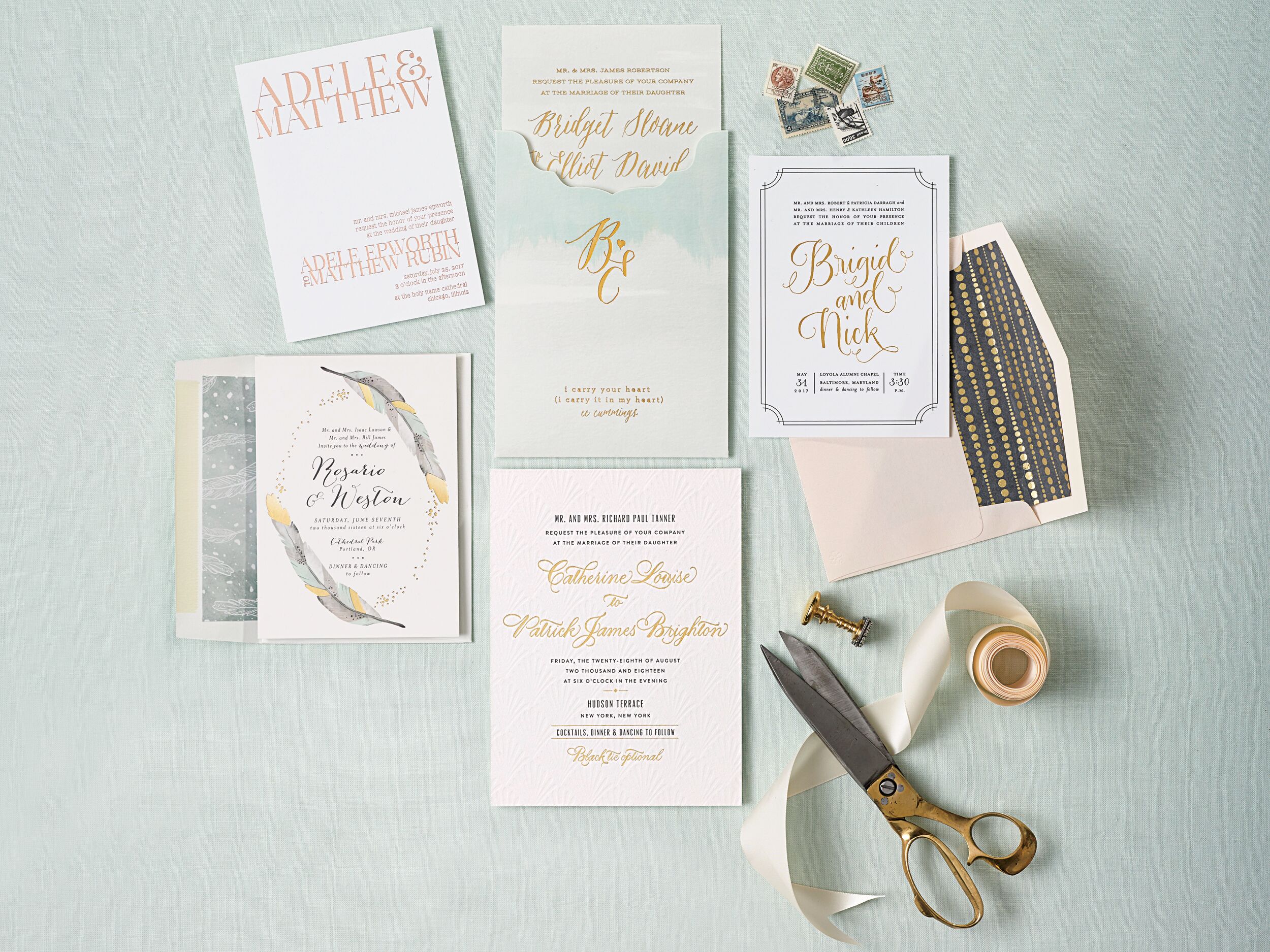 Gold foil wedding invitations 