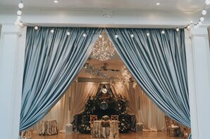 Bright Blue Draping and Hanging Lights