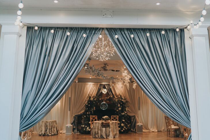 Bright Blue Draping and Hanging Lights