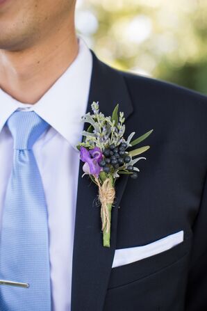 Lavender and Black Currant Boutonniere