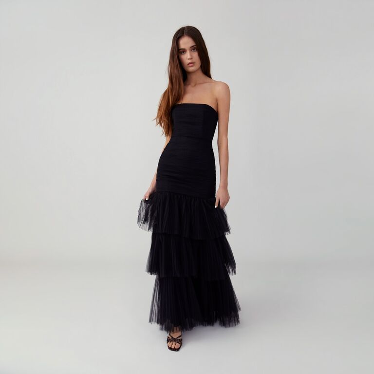 Formal Women's Dresses/Floor-Length Jewel Hollow Black Bridesmaid Dress main image 1
