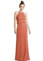Dessy Group Bias Ruffle Empire Waist Halter Maxi Dress with Adjustable Straps - TH083 Halter Bridesmaid Dress - thumbnail - 1