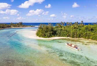 Sky view of the Cook Islands in Polynesia South Pacific.