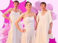 Three gender-fluid wedding outfits
