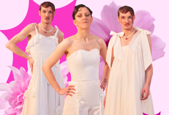 Three gender-fluid wedding outfits