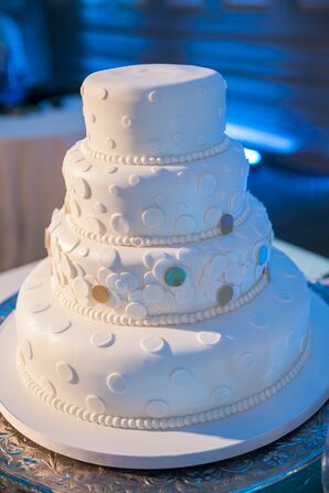 Four Tier White Wedding Cake with Confetti Dots