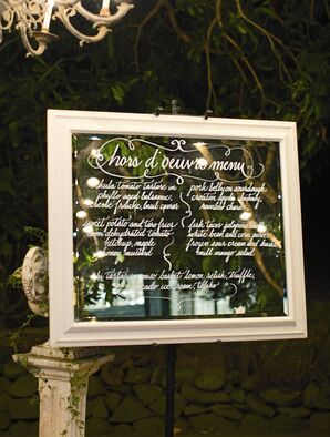 Handwritten Hors d'Oeuvres Menu