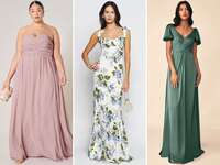 collage of three spring bridesmaid dresses