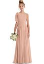 Dessy Group One-Shoulder Scarf Bow Chiffon Junior Bridesmaid Dress - JR561 One Shoulder Bridesmaid Dress - thumbnail - 1