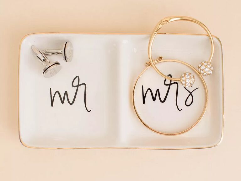 Mr. and Mrs. jewelry dish, gift for couples. 