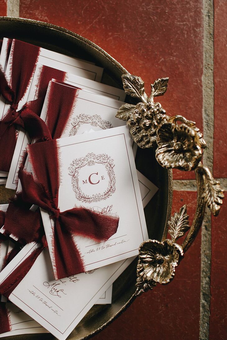 Monogrammed Programs for Wedding at The Beverly Mansion in Marengo, Ohio