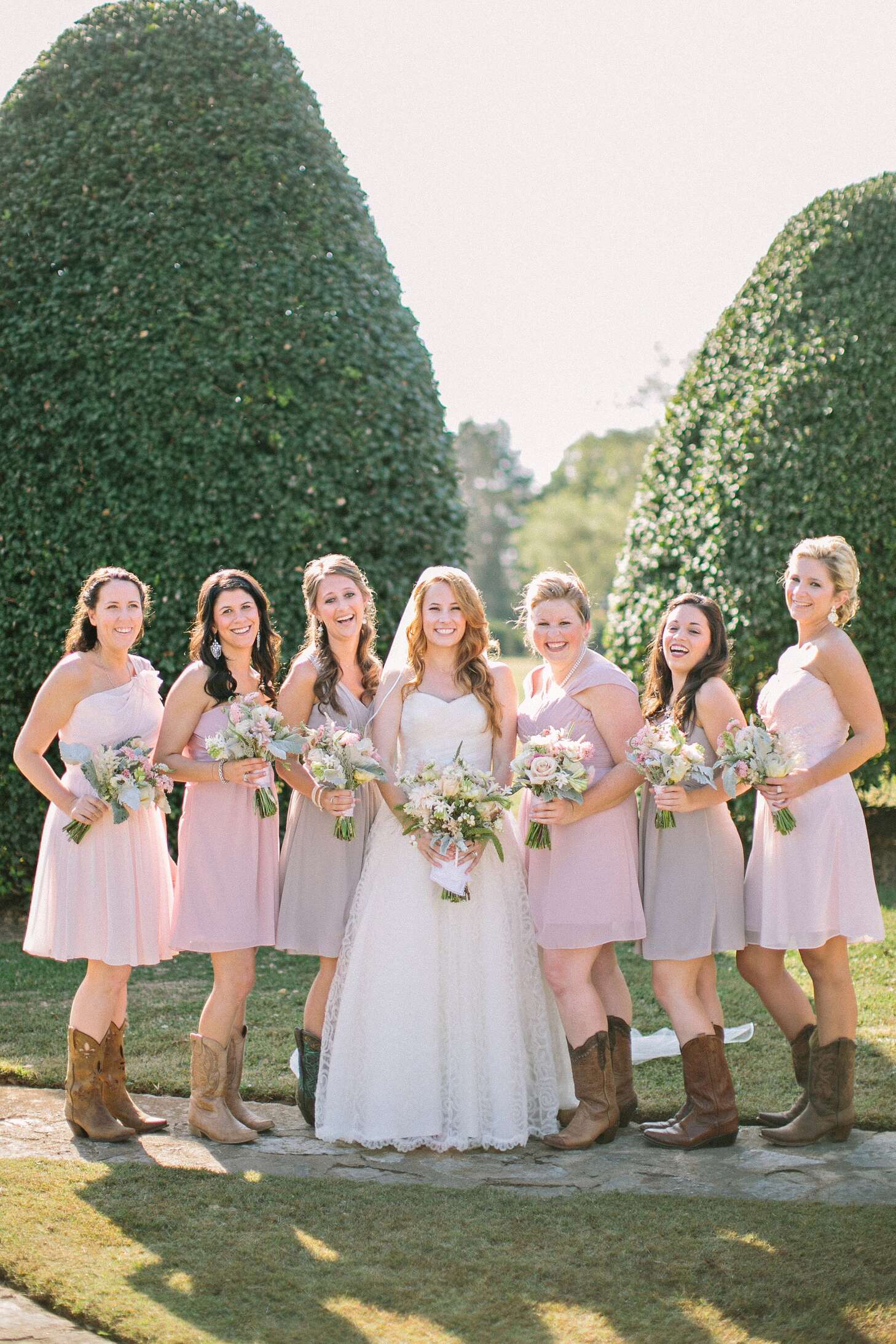 Pink Mismatched Bridesmaid Dresses