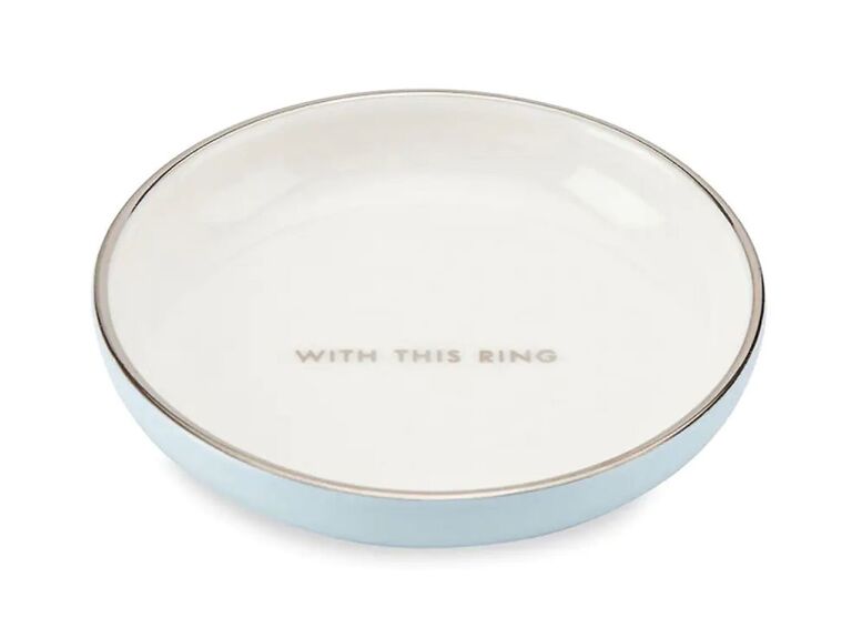 With This Ring white and blue enamel ring dish engagement gift from parents