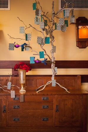 Escort Card Display on Tree Branches